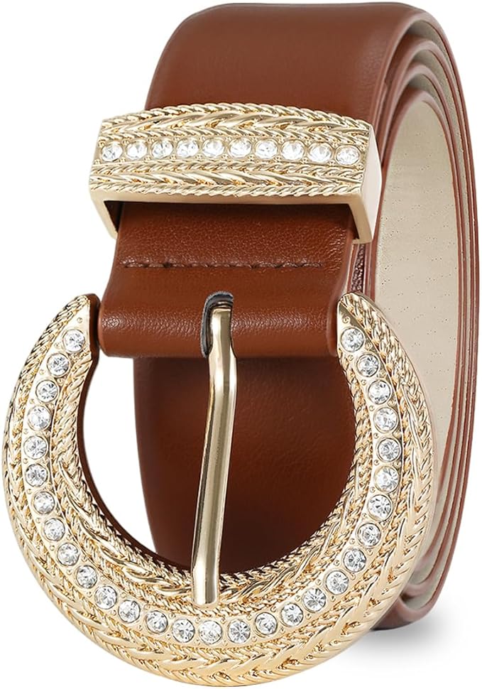 Women's Belt Fashion Buckle Premium Synthetic Leather Ladie Belts for Jeans Minimalist Design Gifts for Women