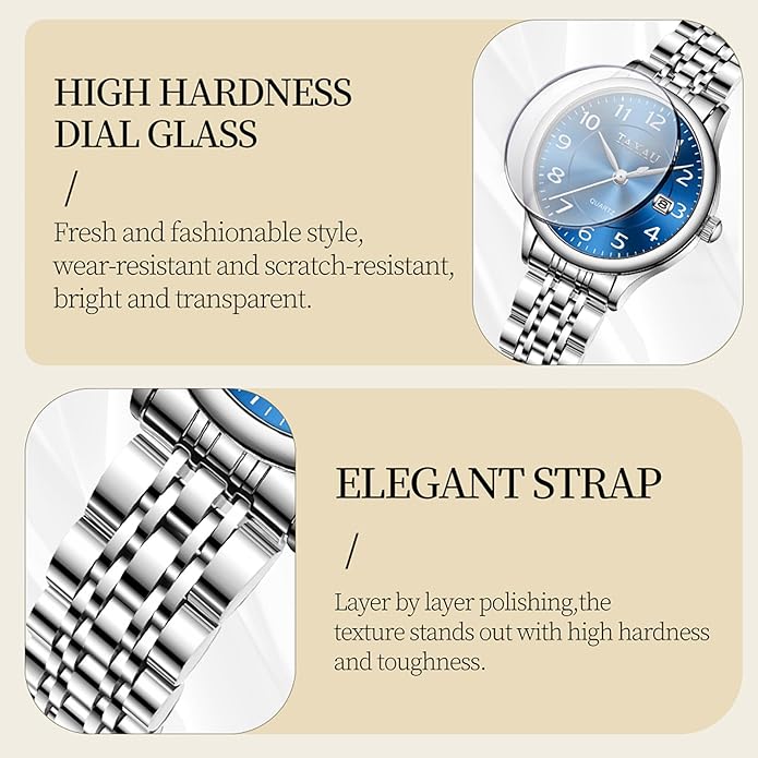 Gold Silver Two Tone Women Stainless Steel Watch Small Wrist ElegantDress Watch for Women Fashion Luxury Waterproof Day Date Analog Quartz Ladies Watches