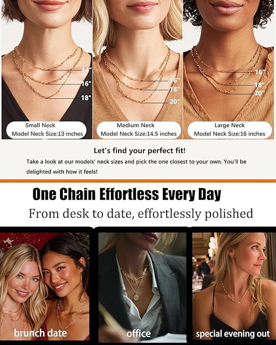 Link Gold Chain 14K Gold Plated Trendy Rope Paperclip Thick Chain Necklace Minimalist Layered Gold Chain Choker Necklaces for Women