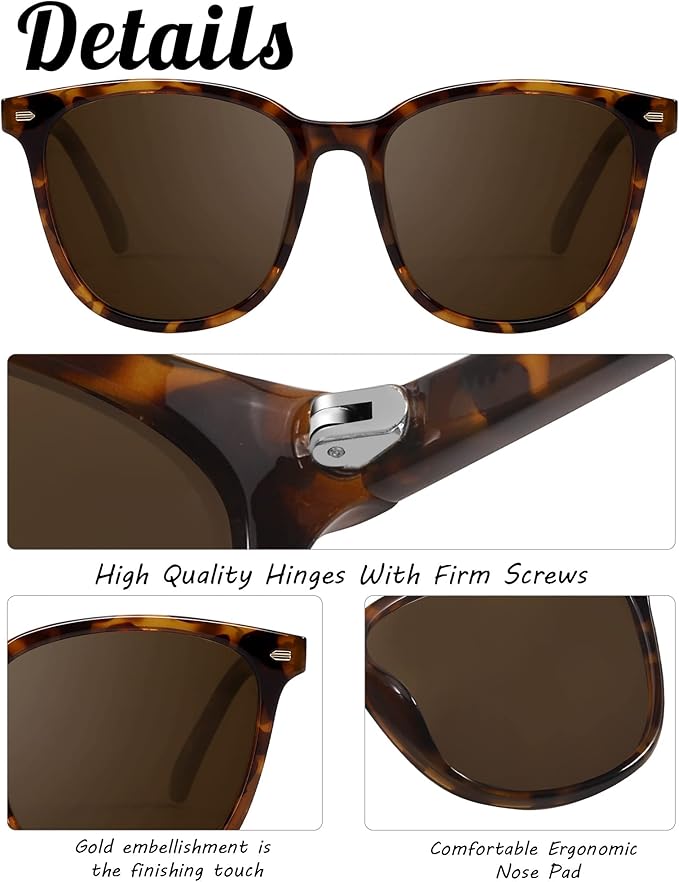 Myiaur Polarized Sunglasses for Women, Square Mirrored Trendy Shades with UV Protection Reduce Glare Sun Glasses
