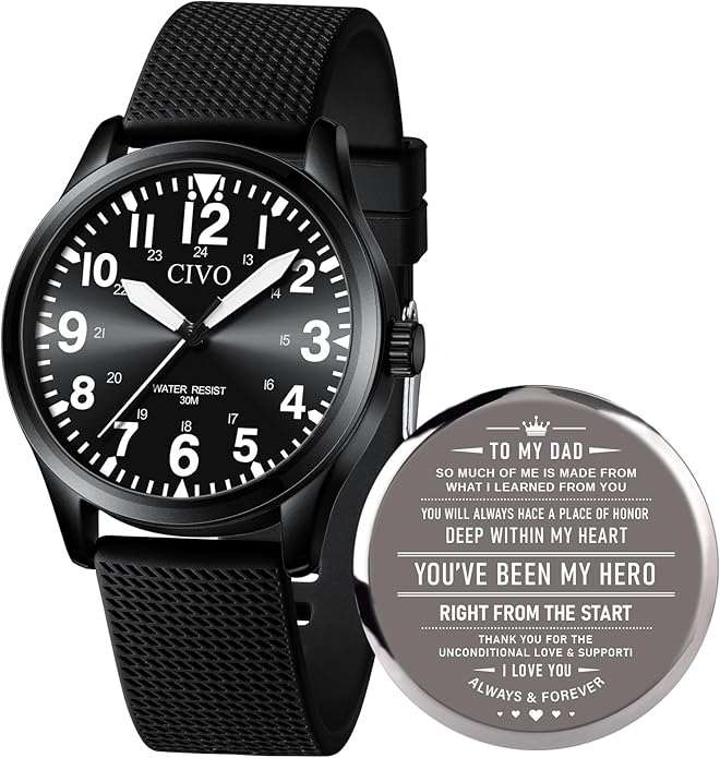 CIVO Analog Wrist Watches for Men: Waterproof Stainless Steel Mens Watches - Silver Watch with Easy Read Dial Men's Watch for Gift