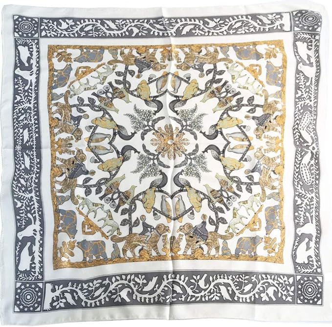 FONYVE Silk Feeling Scarf Medium Square Satin Head Scarf for Women 27.5 × 27.5 inches