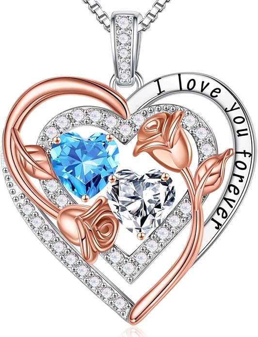 Iefil Mothers Day Gifts for Wife - Sterling Silver Birthstone Necklace Birthday Gifts for Her Wife