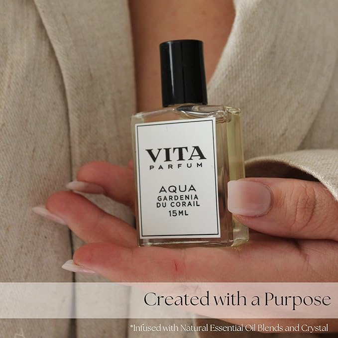 Vita Parfum Gardenia Perfume Oil, Long Lasting, Fresh Clean Island Gardenia blended with Rose, Jasmine, Muguet and Aldehydic Notes, Cruelty Free All Natural Perfume Oil for Mothers Day - 15 ml