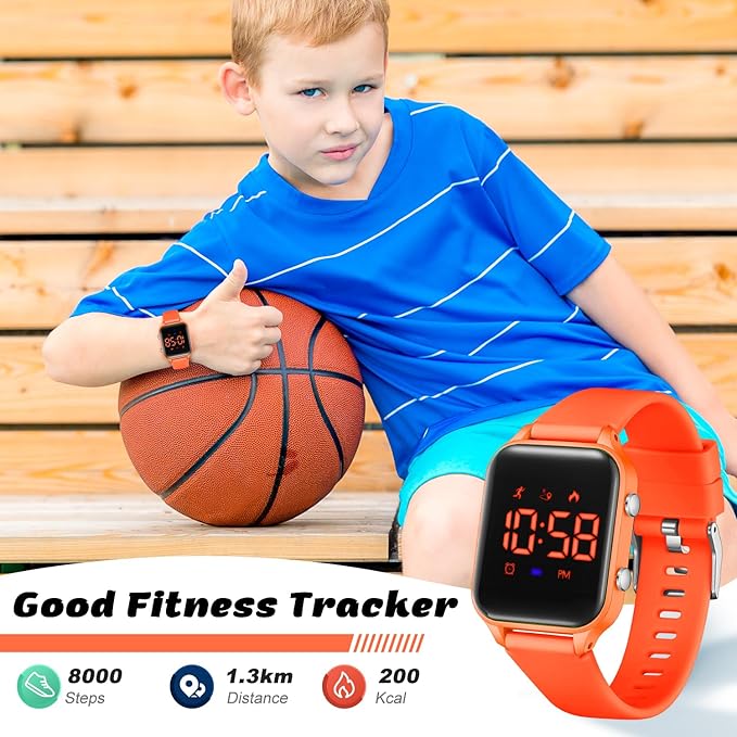 L LAVAREDO Kids Digital Watches for Boys Girls,Waterproof Sport Watch with Pedometer Stopwatch Vibration Alarm for Ages 5-13,No App Fitness Tracker Watch for Kids Teens Birthday Christmas Gifts