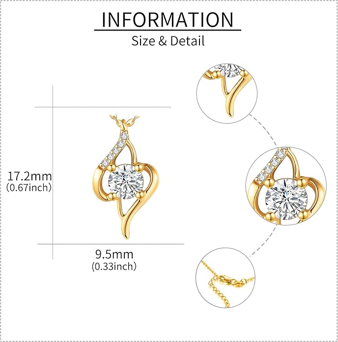 ELFRONT Mothers Day Gifts 14k Real Gold Dainty Necklace, Solid Gold Delicate Pendant For Women Mom Lover