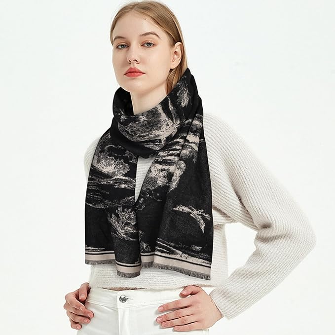 EXTREE Scarfs for Women Pashmina Silky Shawl Wrap for Evening Dressing Blanket Open Front Poncho Cape