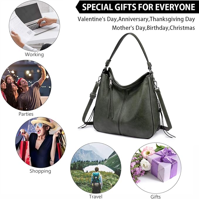 Realer Hobo Crossbody Bags for Women Designer Faux Leather Hobo Handbags Retro Large Size Shoulder Bag Bucket Purse