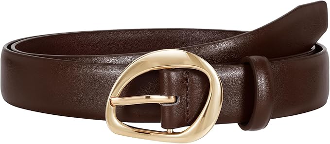 JASGOOD Leather Belts for Women Cute Casual Waist Belt with Gold Buckle Ladies for Jeans Pants Dresses