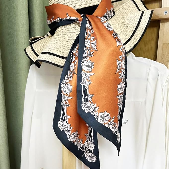 Silk Head Scarf for Hair Fashion Headwrap for Women Lightweight Neck Tie