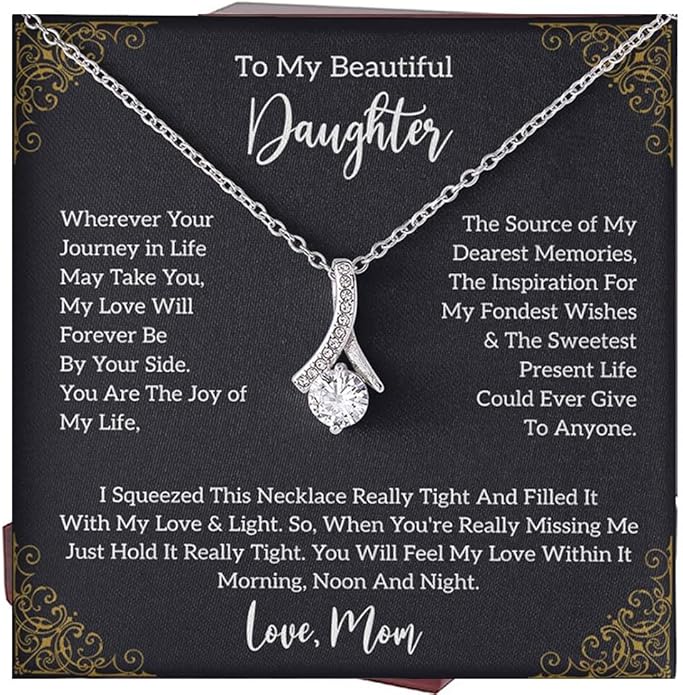 VIRAGIL To My Daughter Gift Necklace From Dad or Mom - Badass Daughter Jewelry With Heartfelt Message & Elegant Box