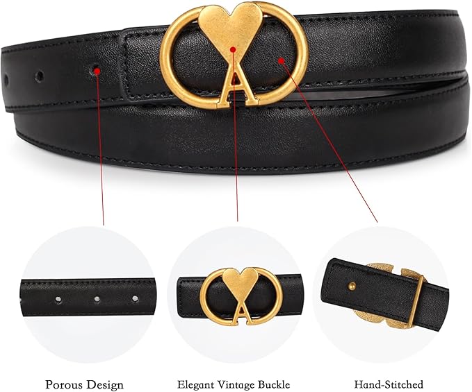 Relang Women's Belts with Gold Buckle, Fashion Waist Band, Elegant Ladies' Belt, Gift for Women
