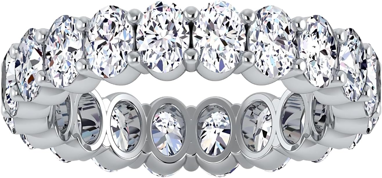 3.26 CTW Oval Cut Diamond Eternity Ring for Women in 14K White Gold/Yellow Gold | E-F Color, VS Clarity | Wedding, Anniversary, Luxury Fine Jewelry Gift | Lab-Grown Diamonds | Ring Size 6.5