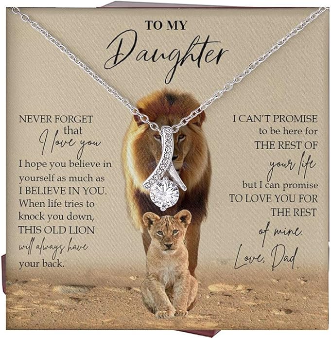 VIRAGIL To My Daughter Gift Necklace From Dad or Mom - Badass Daughter Jewelry With Heartfelt Message & Elegant Box