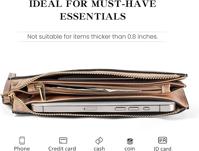 befen Genuine Leather Wristlet Clutch for Women Ultra-Slim Ladies Credit Card Holder Wallet Purses with RFID Protection