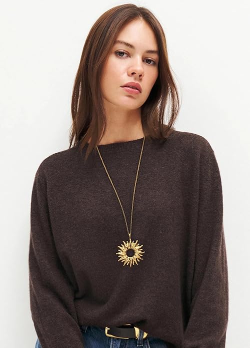 SOFYBJA 18K Gold Plated Circle Pendant Necklace Long Satellite Beaded Chain Jewelry for Women Dainty Hammered Karma Open Circle Charm Geometric Necklace