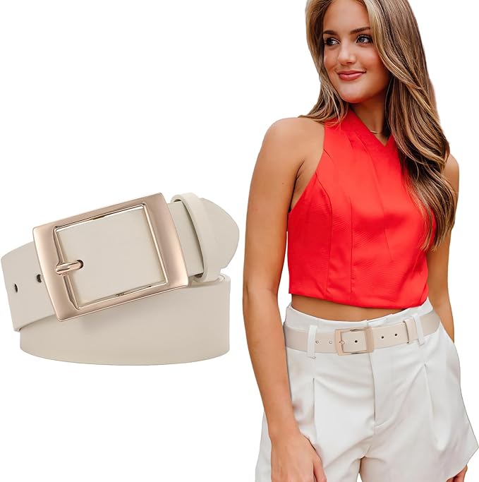 SUOSDEY Fashion Womens Leather Belts,Wide Waist Belt with Pin Buckle for Jeans Pants Dresses,1.5" width