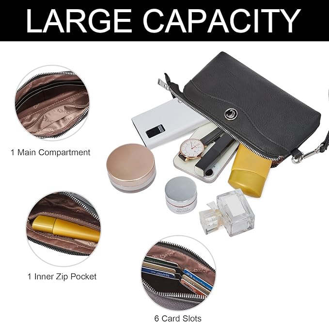 CLUCI Wristlet Wallets for Women Travel Phone Handbag Leather Clutch Purses with Card Slots