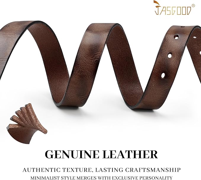 JASGOOD Women Belt Genuine leather Belt with Vintage Metal Buckle,Ladies Full Grain Leather Belt for Jeans Pants