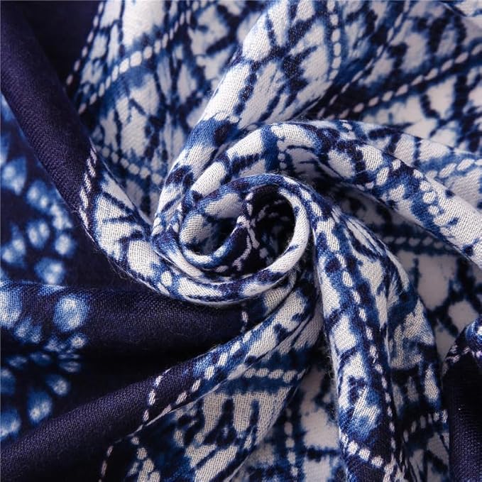 Yeieeo Boho Scarf for Women Lightweight Floral Printed Scarf Fall Winter Fashion Fringed Shawl