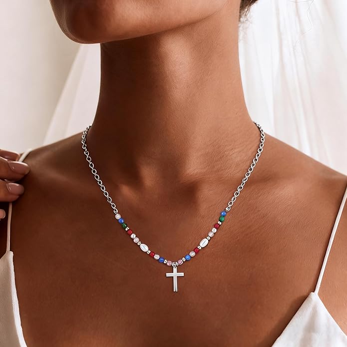 Cross Necklace for Women Trendy - Dainty 18K Real Gold Plated Minimalist Cross Necklace Non Tarnish Waterproof Trendy Cute Simple Small Necklaces Easter Christian Religious Faith Jewelry Gifts