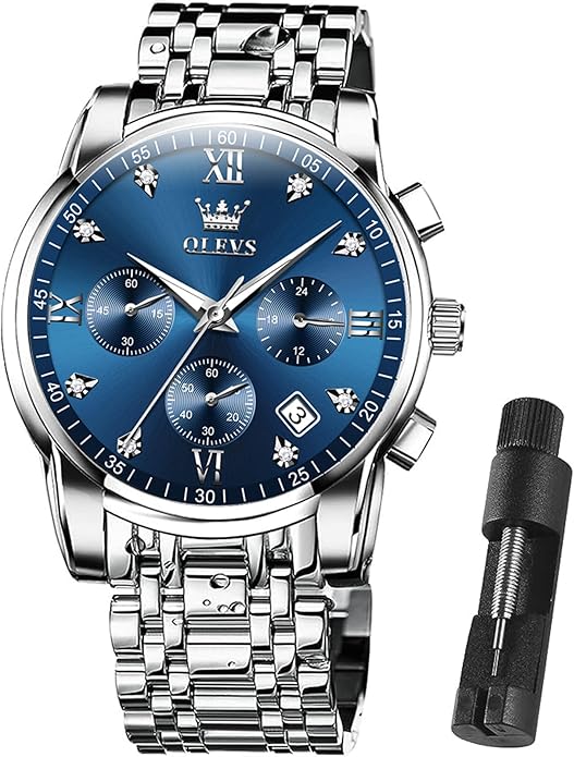 OLEVS Mens Watches Waterproof Stainless Steel Adjustable Bracelet Watch Quartz Analog Watch for Men Fashion Business Classic Mens's Wrist watch's Casual Watches Gold/Blue/Black/White/Face/Dial