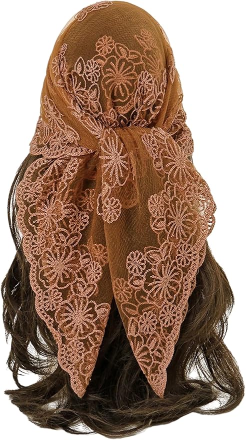 Floerns Women's Flower Embroidery Hair Scarf Headband Sheer Lace Hair Bandana