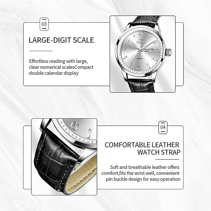 Watches for Men Adjustable Large Arabic Numerals Mens Watches Waterproof Band with Date Popular Quartz Men's Wrist Watch