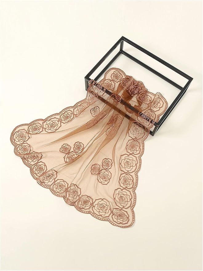 Floerns Women's Flower Embroidery Hair Scarf Headband Sheer Lace Hair Bandana