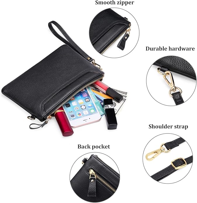 SENDEFN Leather Wristlet Clutch Small Women Crossbody Shoulder Bag Wallet Purses RIFD Card Slots