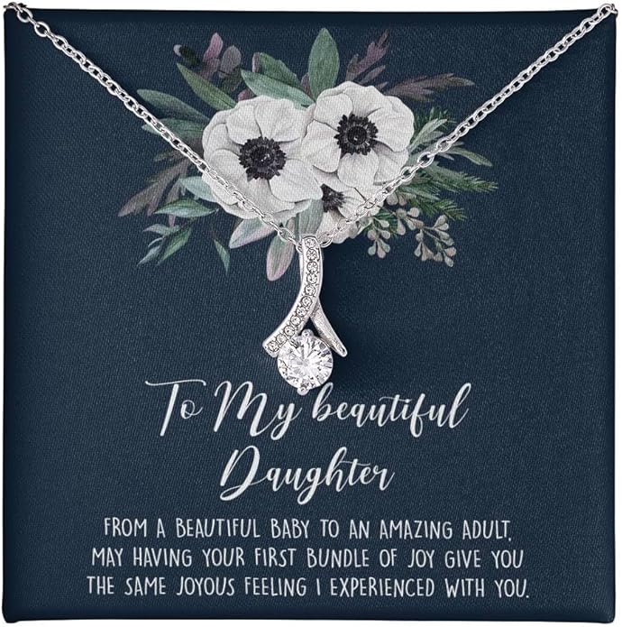 VIRAGIL To My Daughter Gift Necklace From Dad or Mom - Badass Daughter Jewelry With Heartfelt Message & Elegant Box