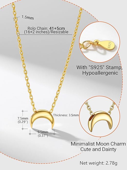PROSILVER 925 Sterling Silver Necklace for Women | Dainty Delicate Adjustable Choker with Heart/Star/Moon/Vertical Bar Pendant, Hypoallergenic Tarnish Resistant Everyday Jewelry Gift for Her