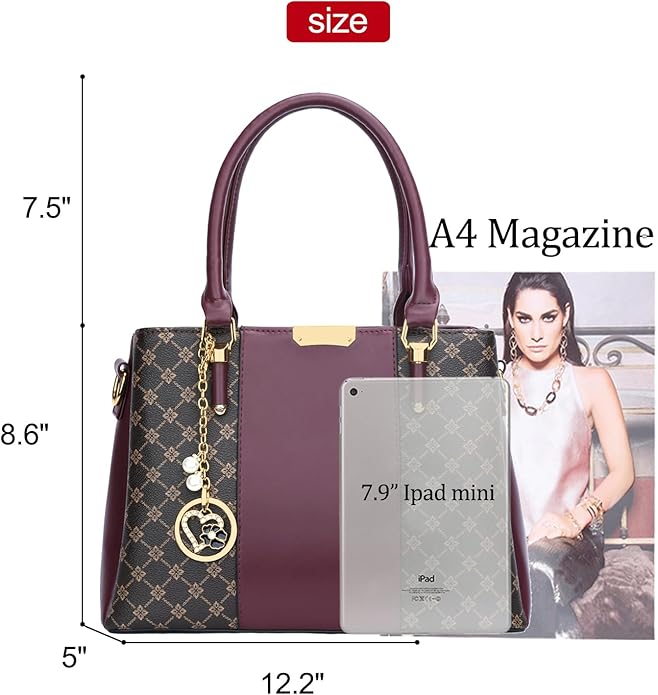 KKXIU 3 Zippered Compartments Purses and Handbags for Women Top Handle Satchel Shoulder Ladies Bags