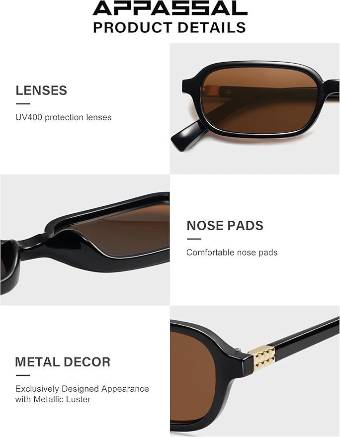 Retro Rectangular Sunglasses for Women Vintage Fashion Trendy Funny Small 90s Square Sunnies 2025 AP3698