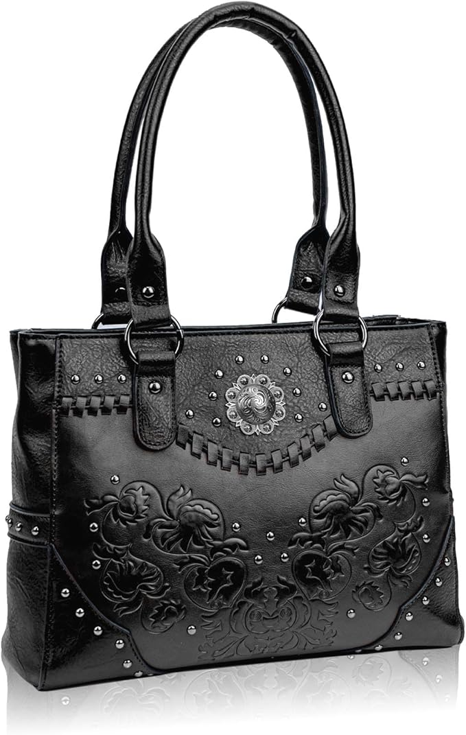 Tote Bag for Women Large Western Purse Ladies Top Handle Shoulder Handbags Vintage Embossed Concho Studs