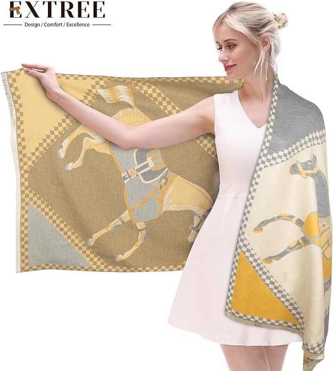 EXTREE Scarfs for Women Pashmina Silky Shawl Wrap for Evening Dressing Blanket Open Front Poncho Cape