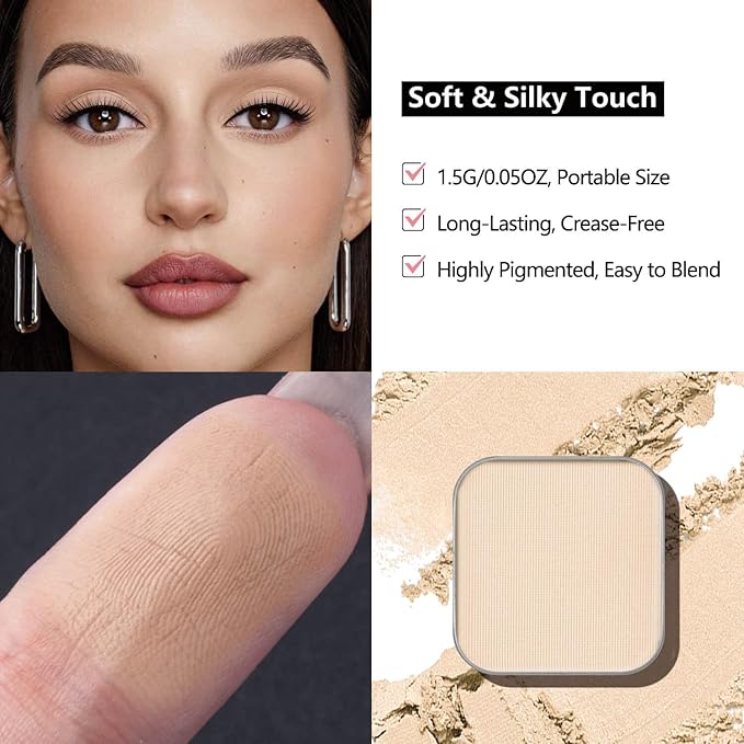 Magnetic Single Eyeshadow Set – Refill Pans, 3 Colors, Neutral Matte & Shimmer, Highly Pigmented, No Case, for Custom Magnetic Palettes