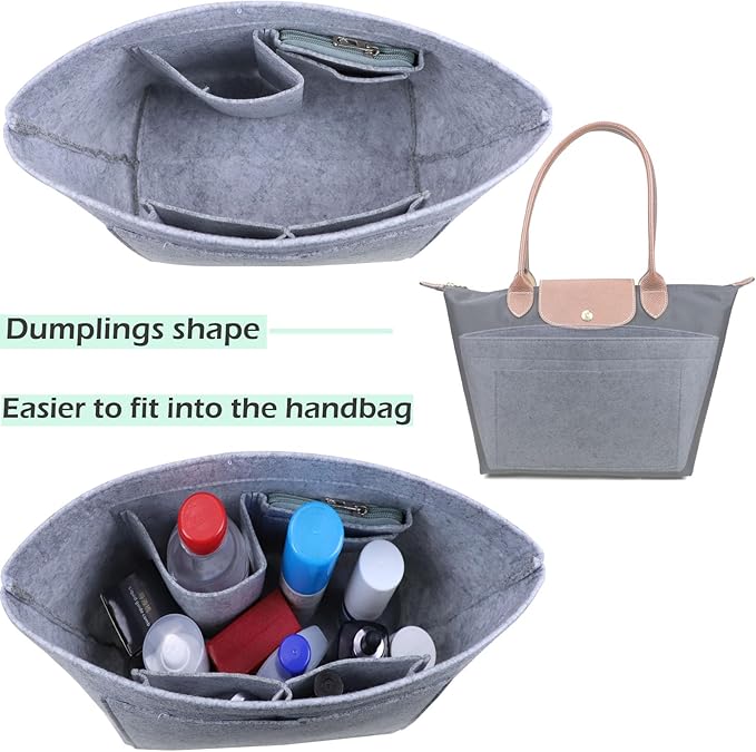 Lckaey bag Organizer Insert for Longchamp Le Pliage Neo Handbags Insert Organizer 1012French grey-M
