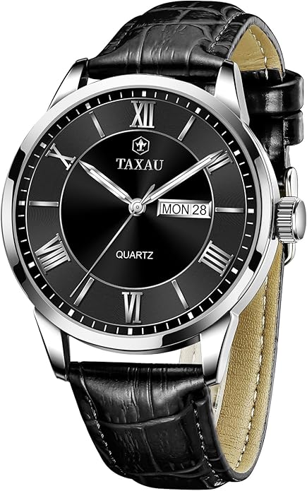 Watch Men,Big Face Watch for Men,Leather Band Wrist Man Watches,Classic Date Day Watches Mens Analog Waterproof Relojes para Hombres Blue/Gray/White/Black Dial