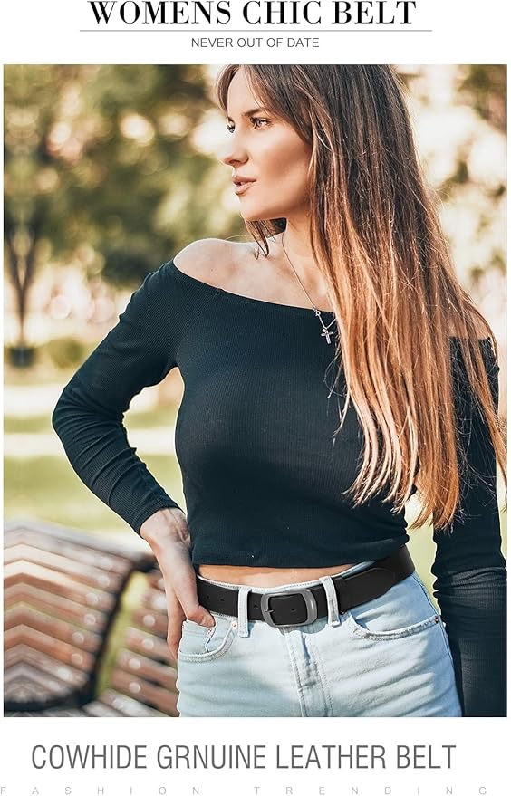 VONMELLI 2 Packs Women Leather Belts for Jeans Fashion Leather Ladies Waist Belt
