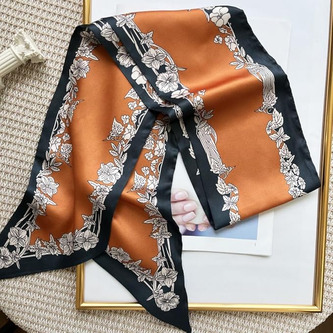 Silk Head Scarf for Hair Fashion Headwrap for Women Lightweight Neck Tie