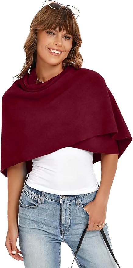 iWoo Women Soft Shawl Wraps kintted Open Front Poncho Sweater for Spring Fall Winter