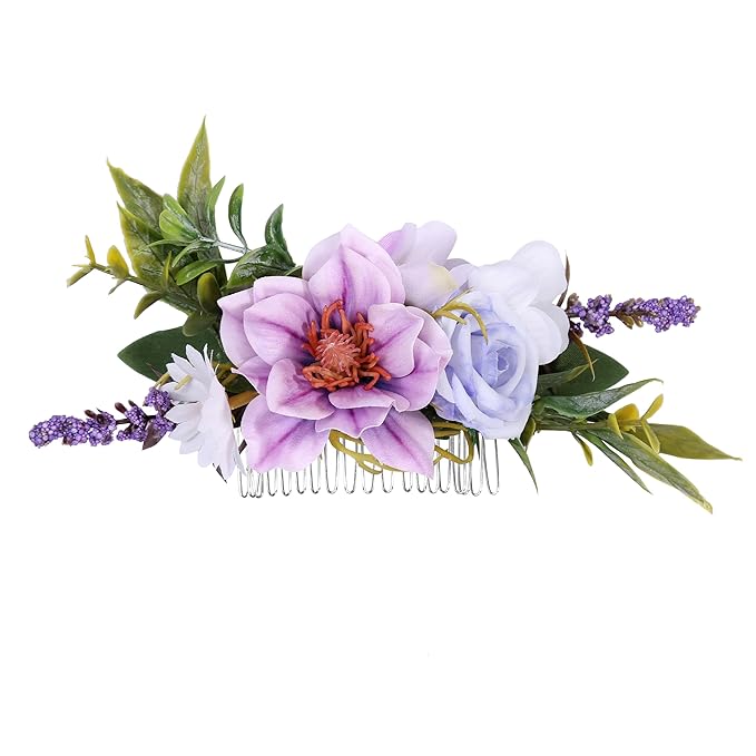 Flower Hair Clip for Women - Elegant Hair Accessory for Wedding, Party & Daily Wear (Lavender)