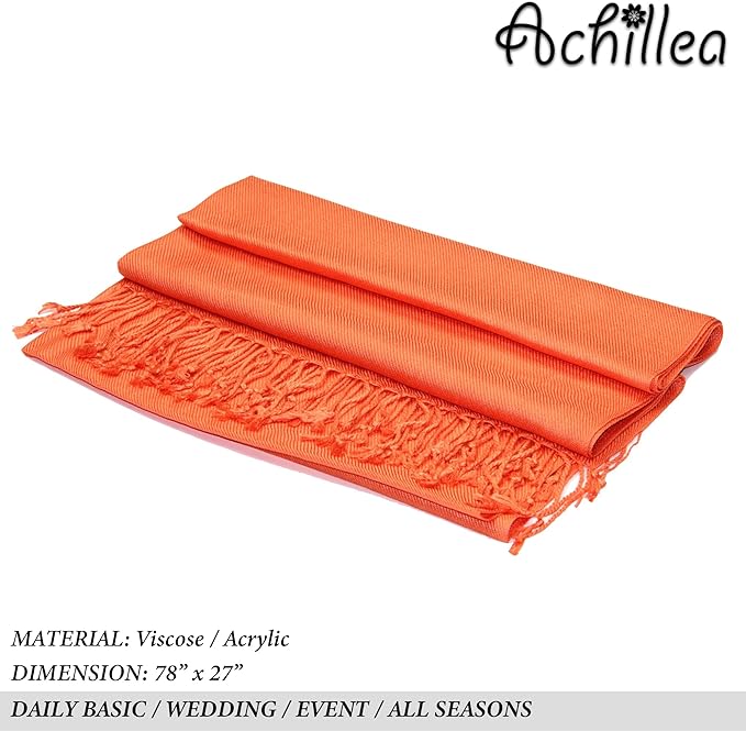 Achillea Soft Silky Pashmina Scarf for Women – Shawl Wrap for Evening Dresses, Bridesmaids, Weddings & Everyday Wear