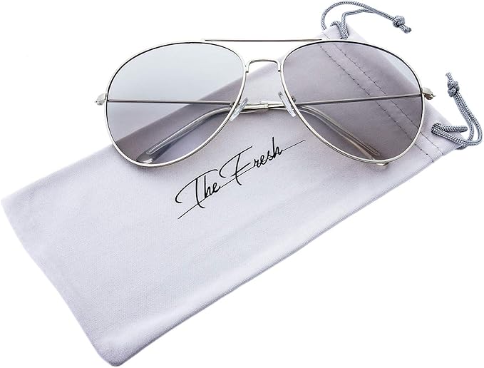 The Fresh Classic Aviator Frame Light Color Lens XL Oversized Sunglasses Gift Box