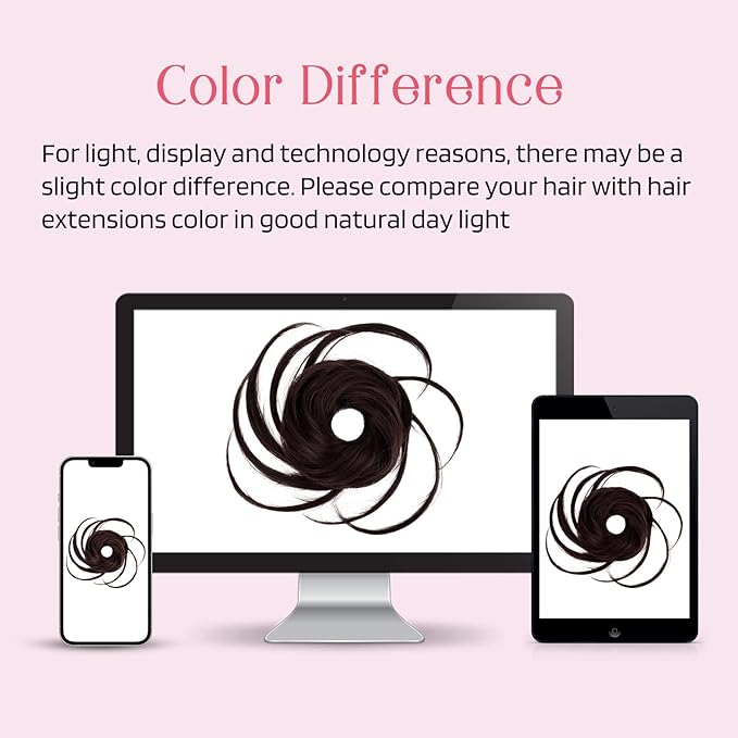 HOOJIH Messy Bun Hair Piece, Super Long Tousled Updo Hair Bun Extensions Wavy Hair Wrap Ponytail Hairpieces Scrunchies with Elastic Hair Band for Women HB007 Grace - Dark Brown