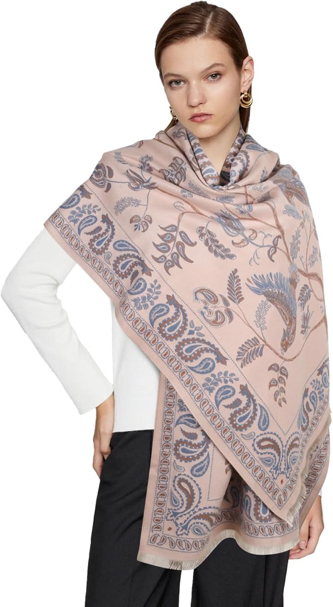 EXTREE Scarfs for Women Pashmina Silky Shawl Wrap for Evening Dressing Blanket Open Front Poncho Cape