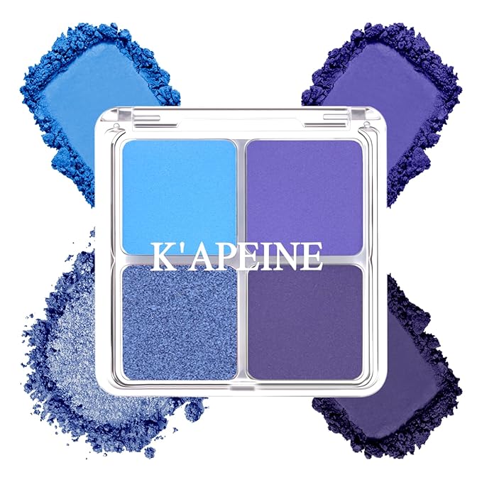 4 Colors Navy Blue Eyeshadow Makeup Palette Makeup, Blendable Long-lasting Matte Shimmer Eyeshadow Palette Eye Makeup Kit for Women Girls, paleta de sombras de ojos #2