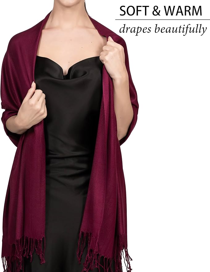 Achillea Soft Silky Pashmina Scarf for Women – Shawl Wrap for Evening Dresses, Bridesmaids, Weddings & Everyday Wear