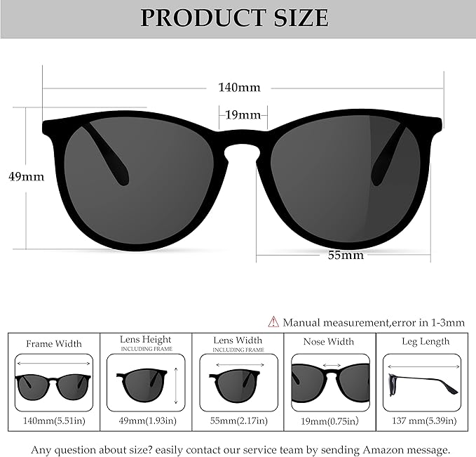 Vintage Round Polarized Sunglasses for Women Men Classic Retro Trendy Designer Style Sun Glasses UV400 Protection
